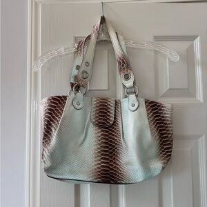 Italian Leather Claudia Firenze Snakeskin Patterned Tote